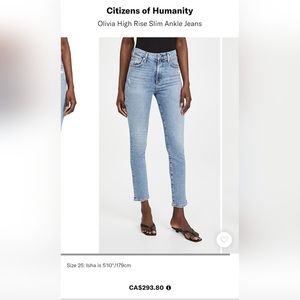 Citizens of Humanity Olivia High Rise Slim Ankle